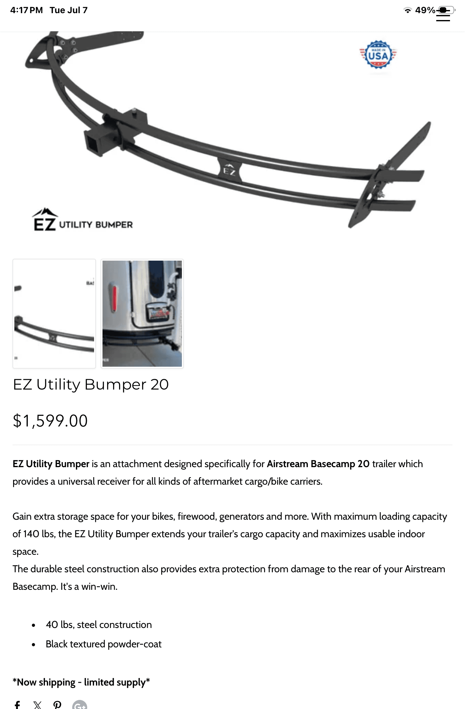 tear bumper with receiver hitch
