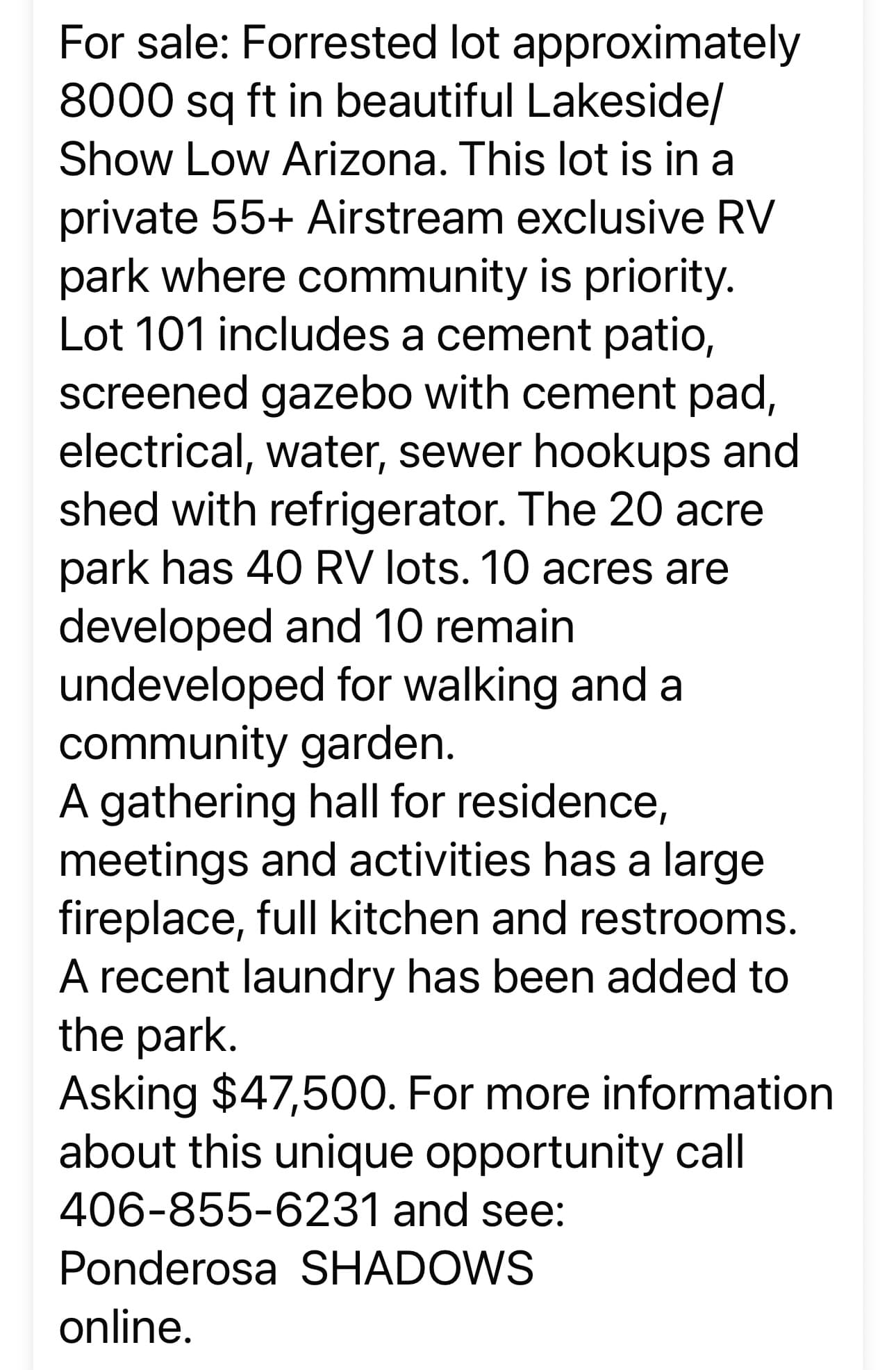 Airstream lot for sale